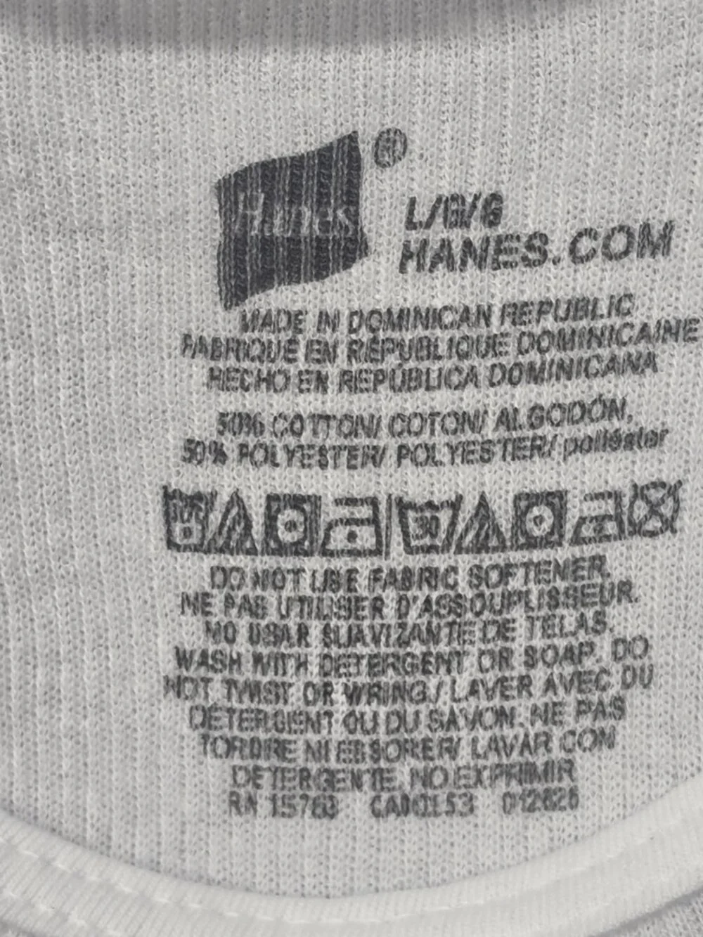 Hanes White Ribbed Tank Tops A-Shirts Size Large L 50/50 Cotton Polyester